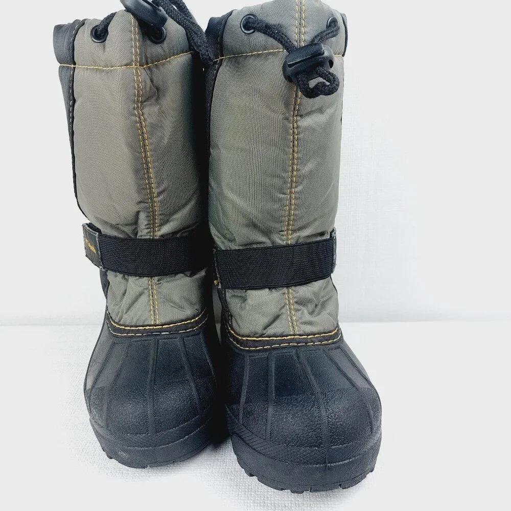 Columbia Boy's Black Gray Powderbug Plus II Mid-Calf Winter Snow Boots Sz 12.5
